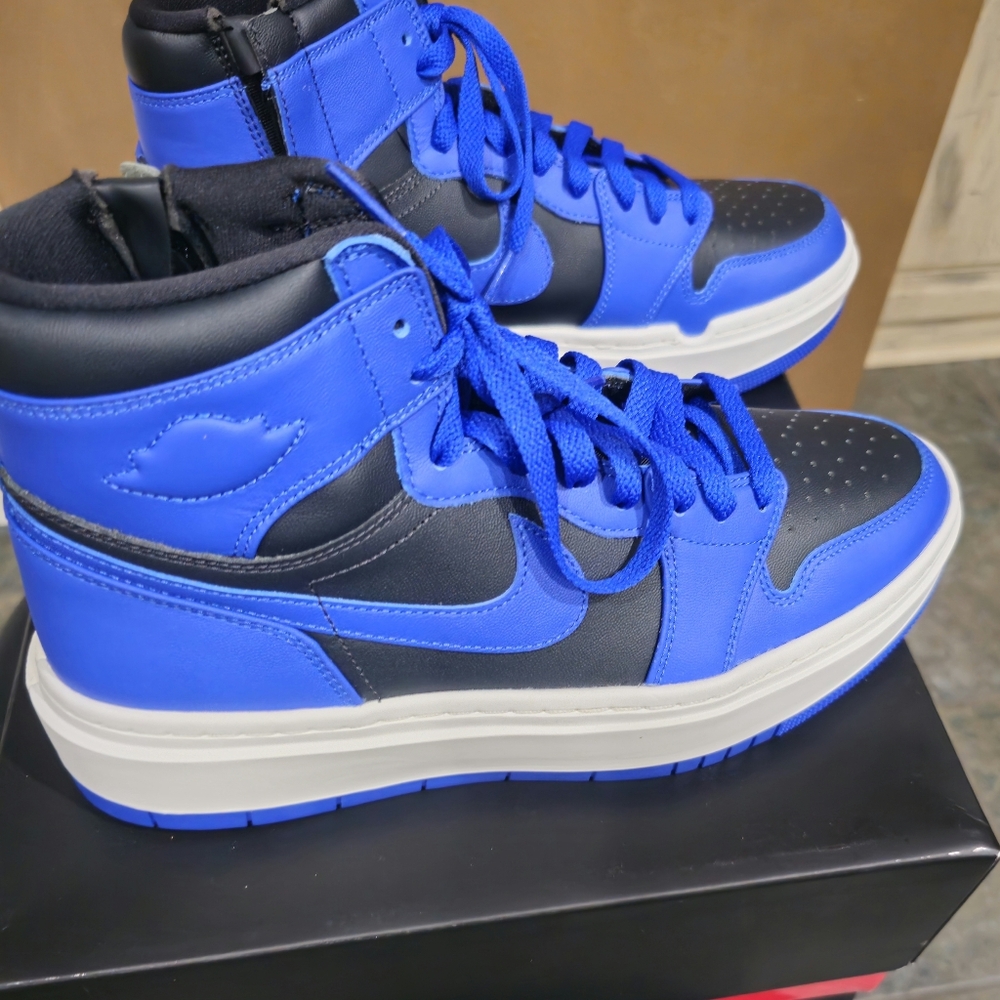 Blue and Black High-Top Sneaker Wedge By Nike Jordan - Picture 3 of 7